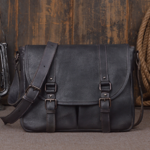 cặp tài liệu đeo chéo da bò 408 đen